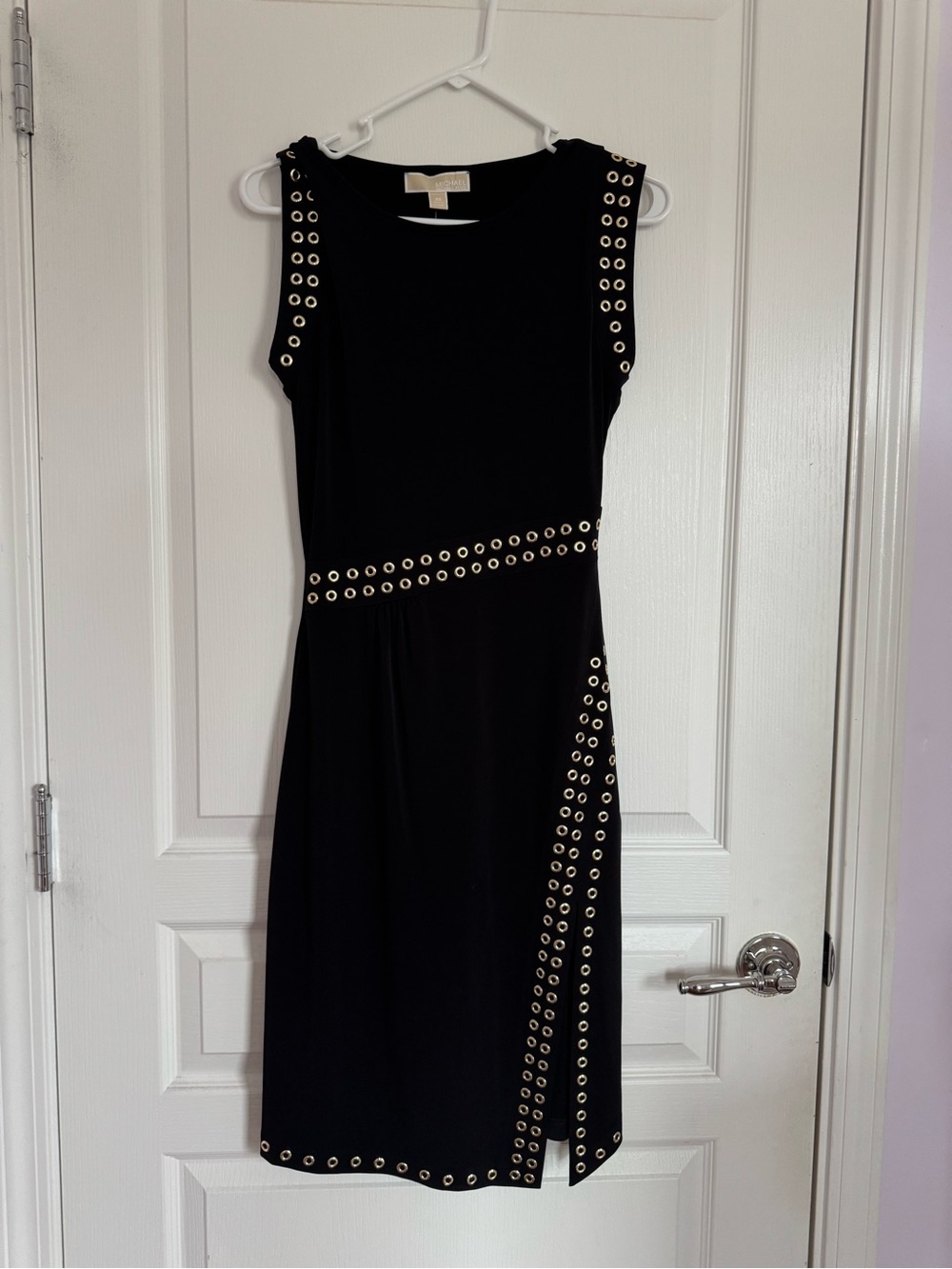 Michael Kors Black Sleeveless Grommet-Trim Dress
